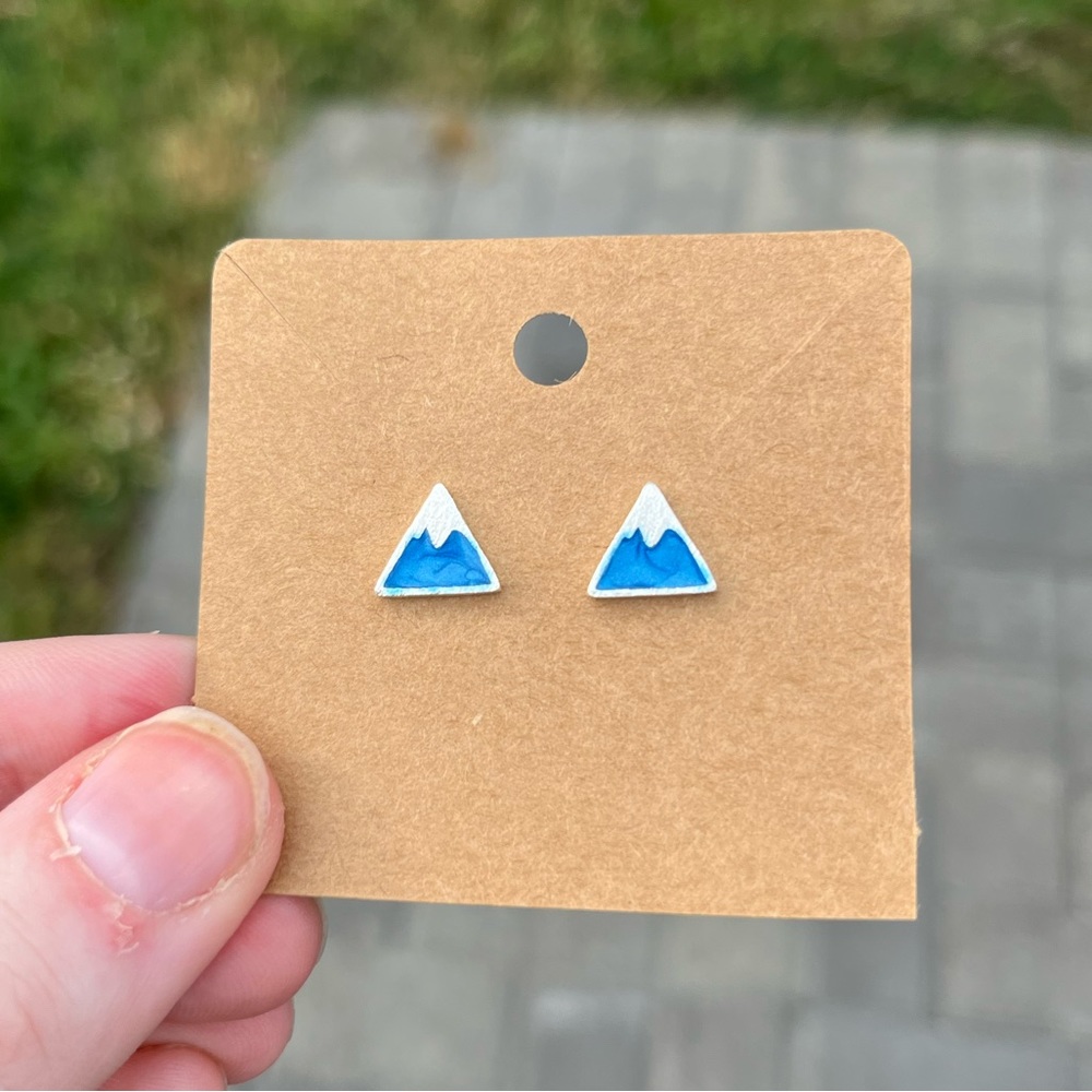 Stainless Steel Mountain Peak Stud Earrings